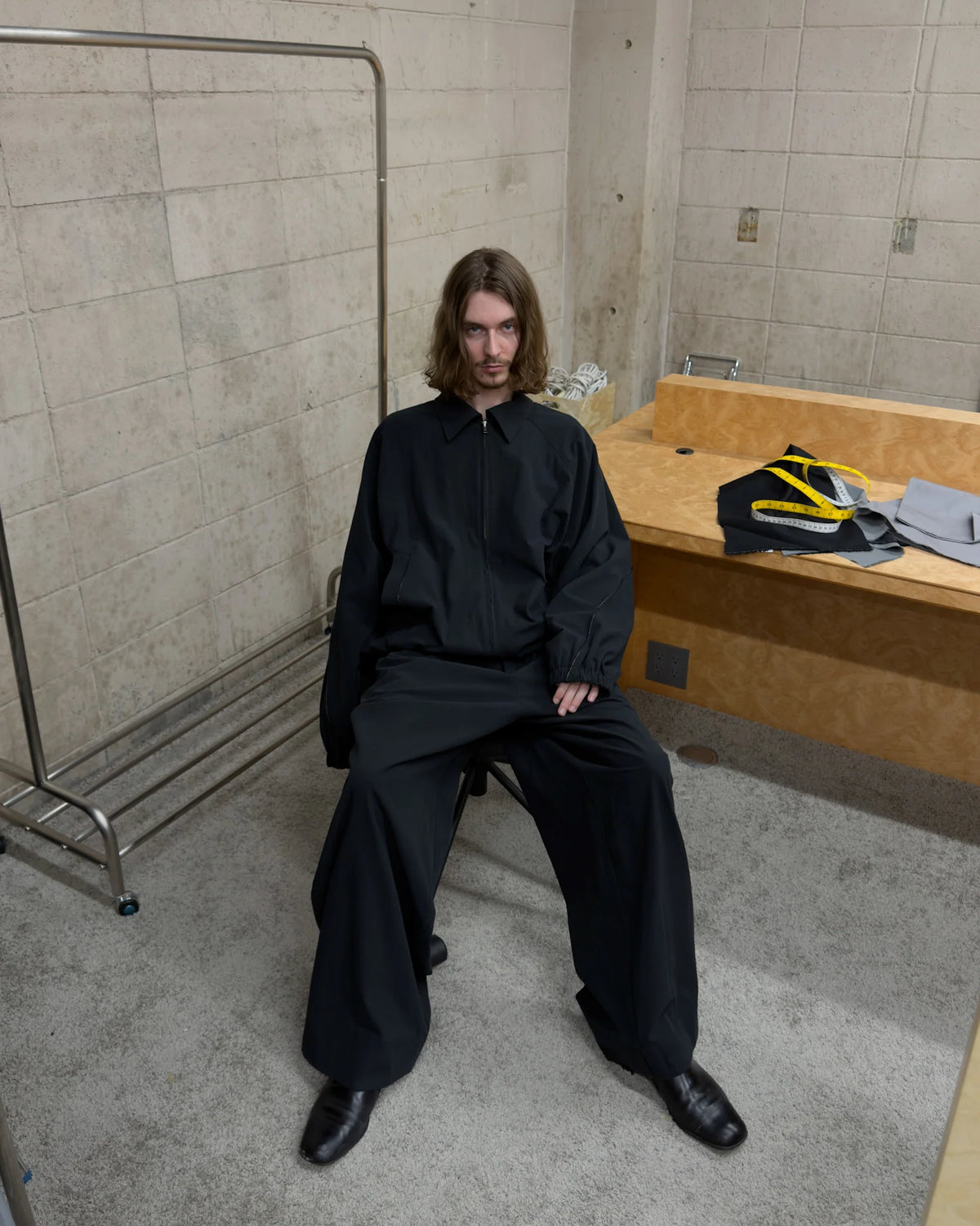 COTTON GABARDINE WIDE PANTS