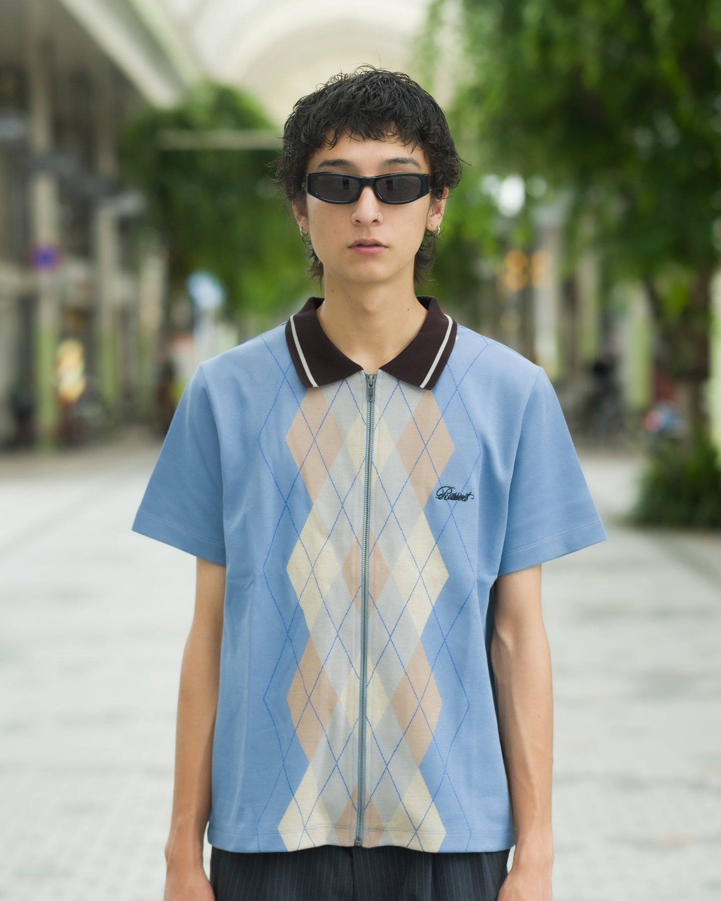 ARGYLE ZIP POLO