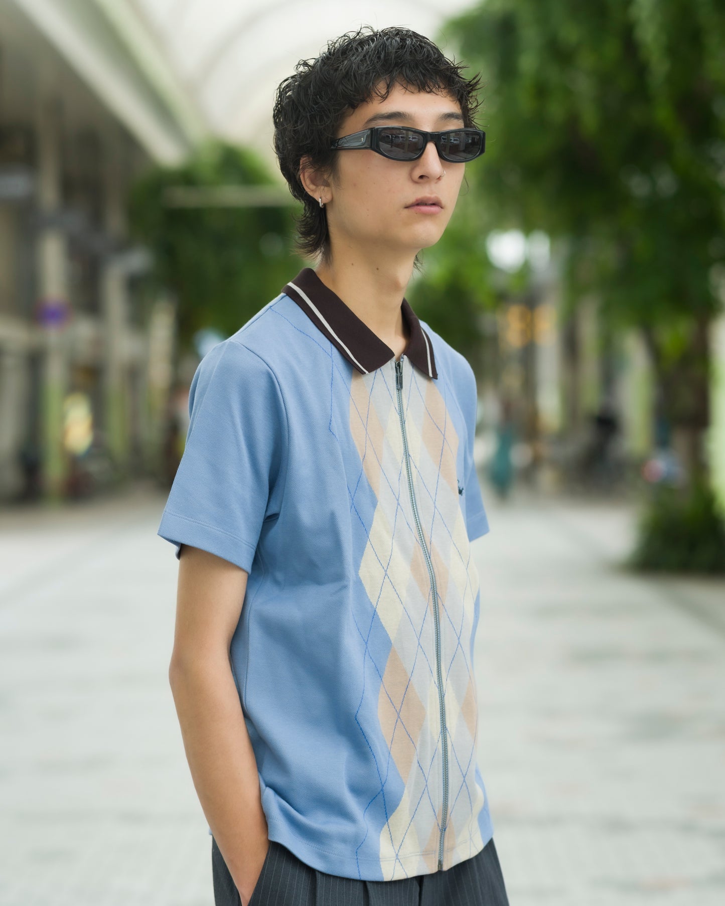 ARGYLE ZIP POLO