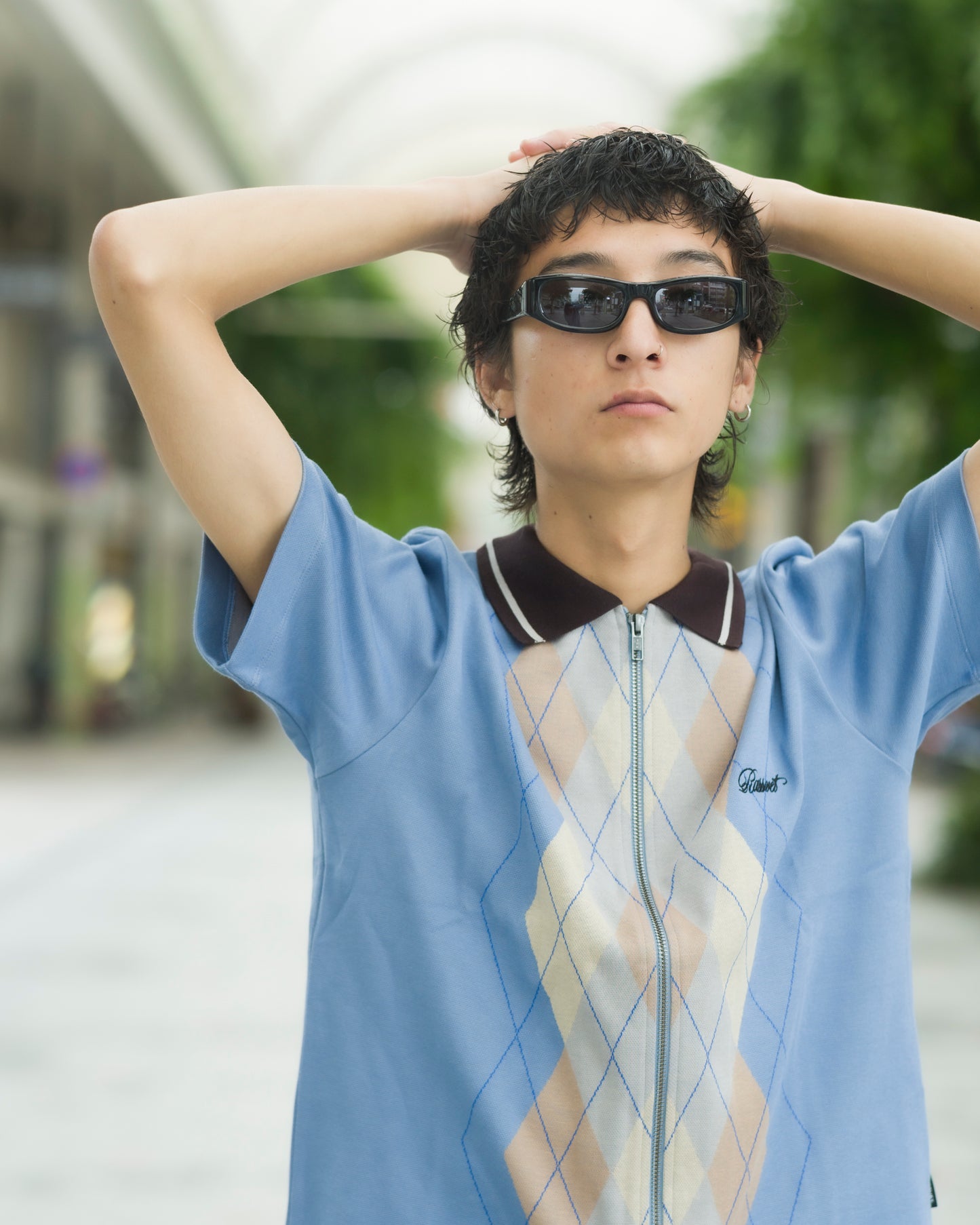 ARGYLE ZIP POLO