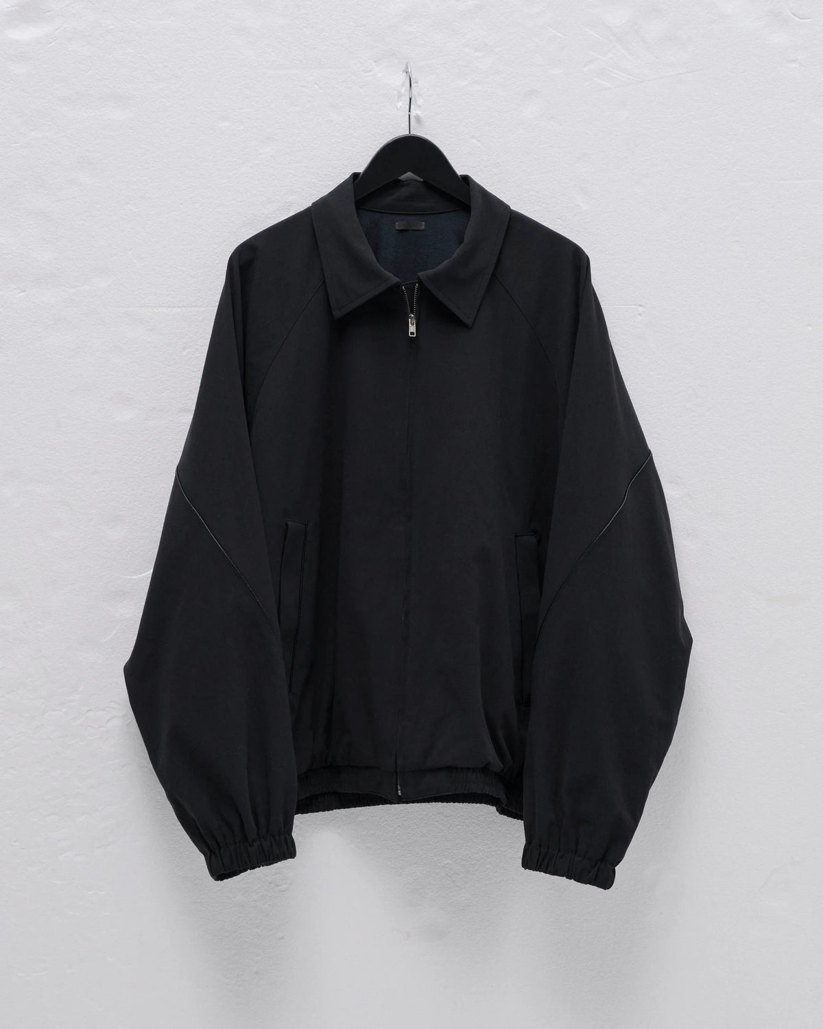 LEATHER PIPED COTTON GABARDINE JACKET