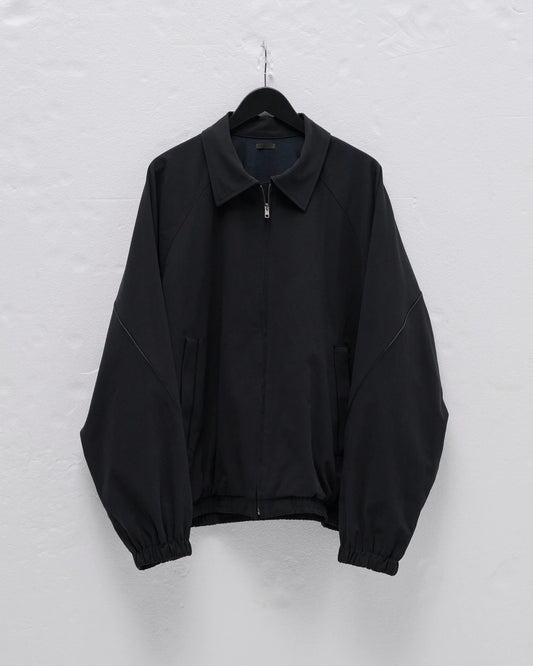 LEATHER PIPED COTTON GABARDINE JACKET