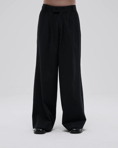COTTON GABARDINE WIDE PANTS