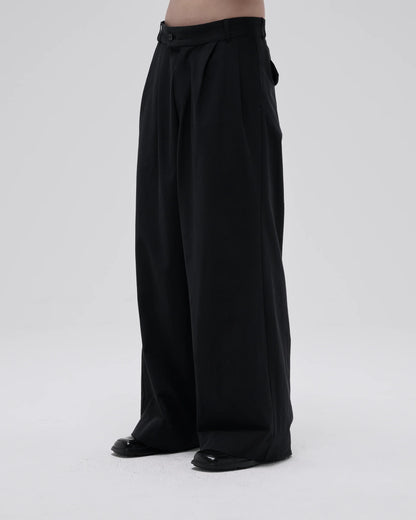 COTTON GABARDINE WIDE PANTS