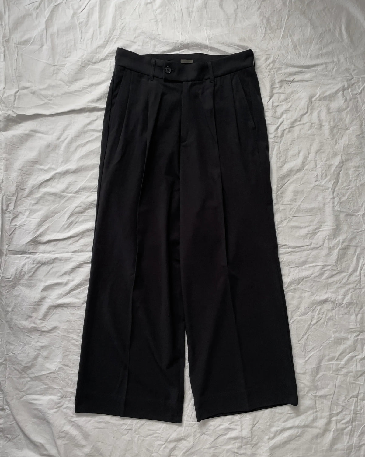 COTTON GABARDINE WIDE PANTS