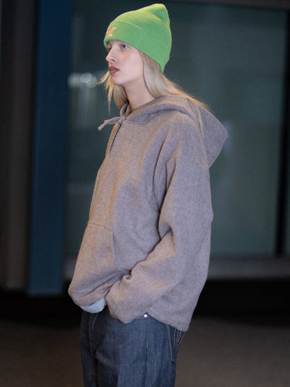 Virgin Wool Pullover Hoodie