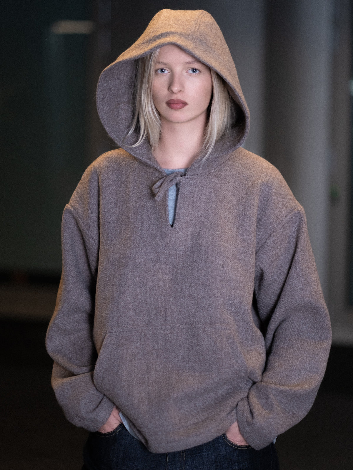 Virgin Wool Pullover Hoodie