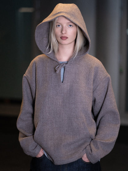 Virgin Wool Pullover Hoodie