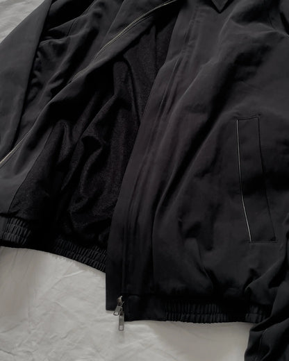 LEATHER PIPED COTTON GABARDINE JACKET