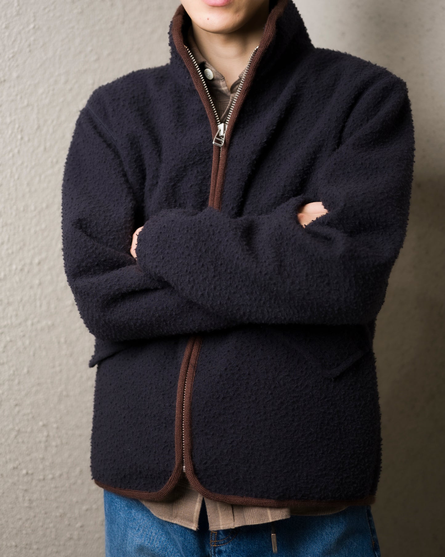 ANOTHER Fleece Jacket 1.0, Navy/Brown