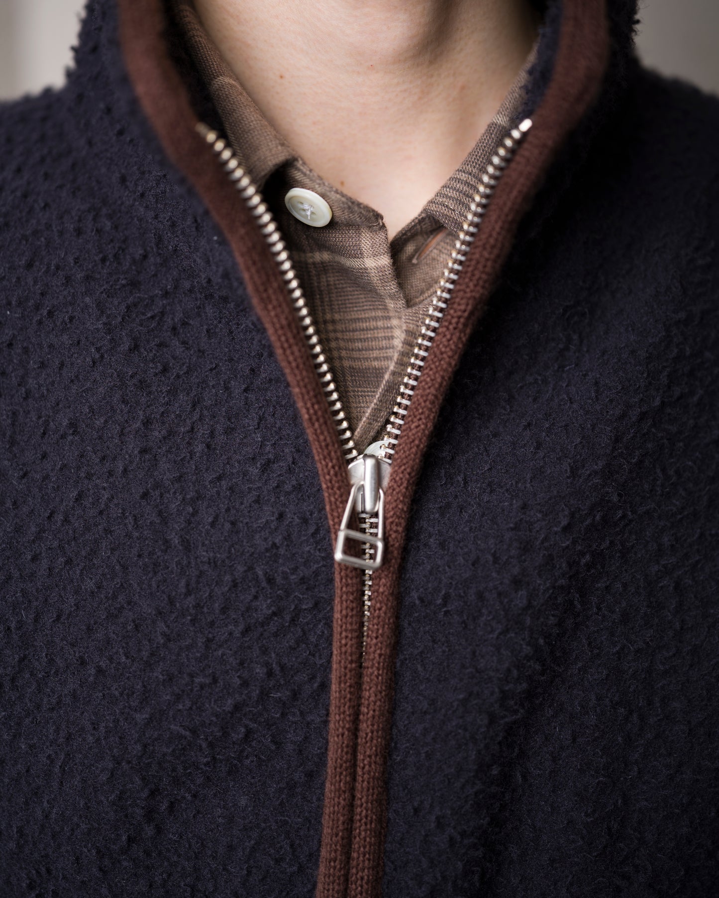 ANOTHER Fleece Jacket 1.0, Navy/Brown