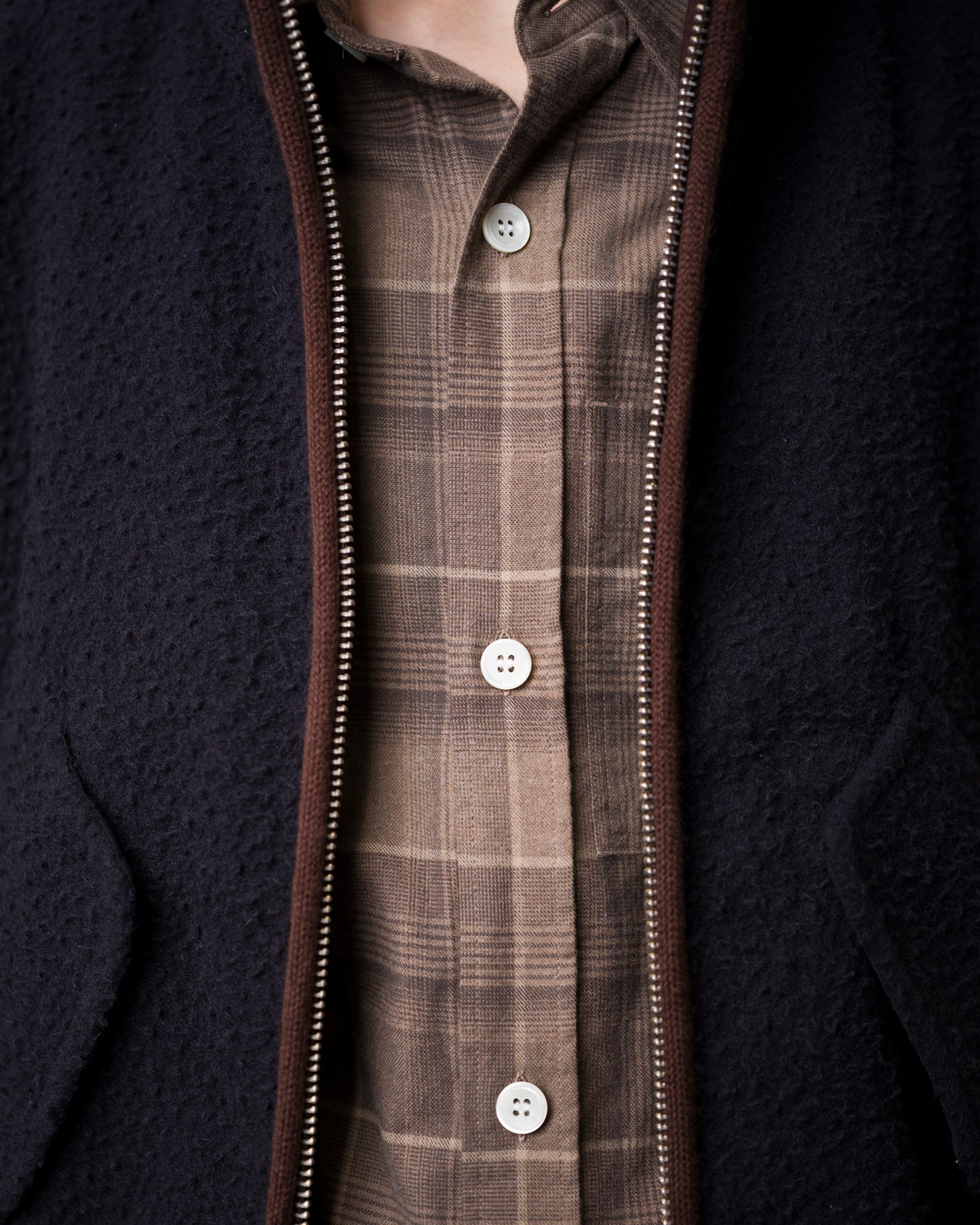 ANOTHER Fleece Jacket 1.0, Navy/Brown