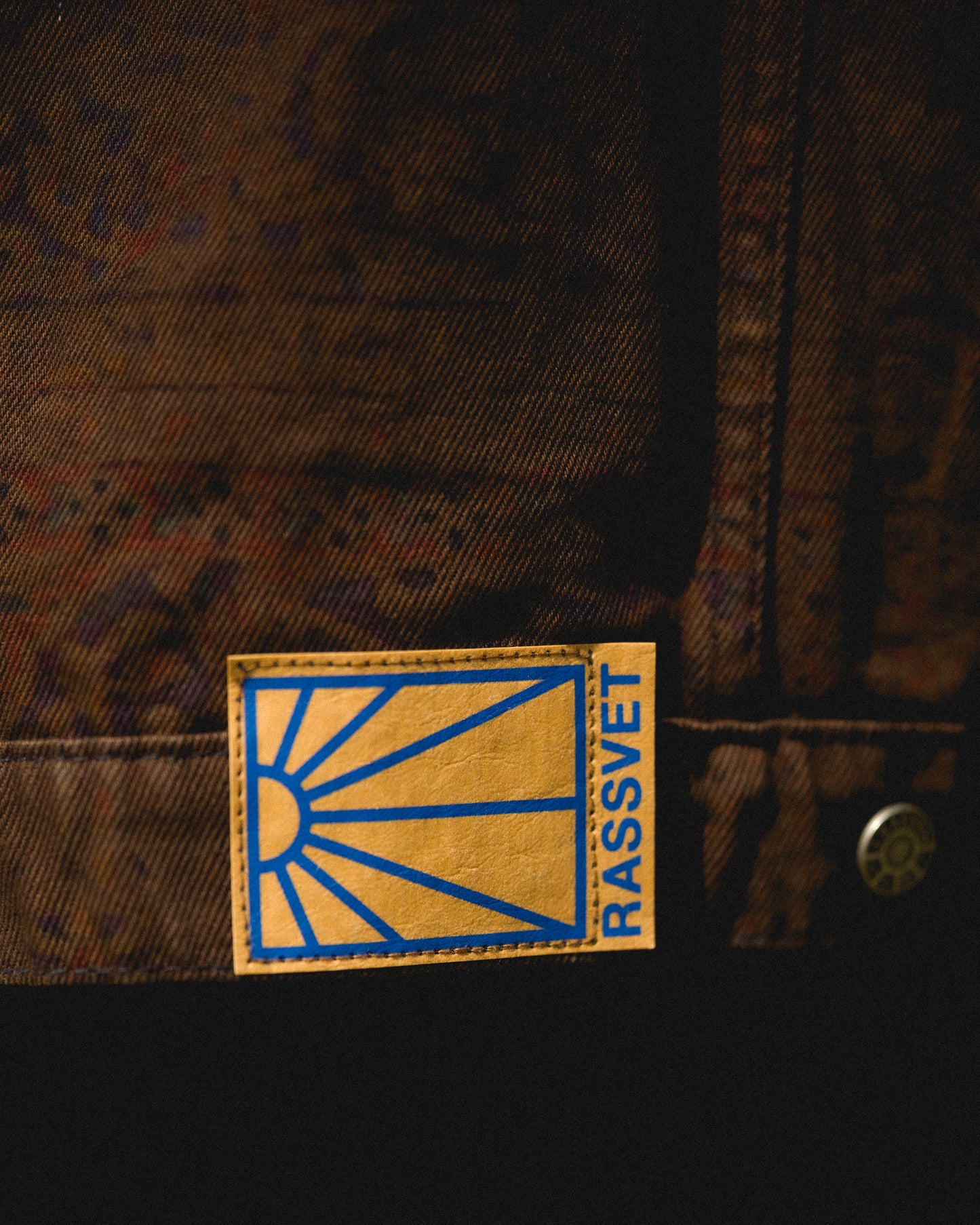 SUN DYED ALLOVER PRINTED DENIM JACKET