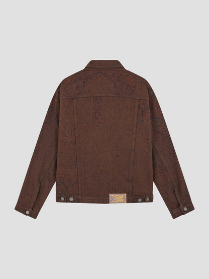 SUN DYED ALLOVER PRINTED DENIM JACKET