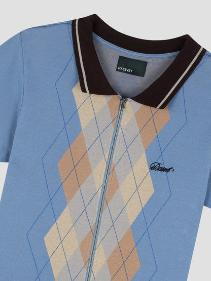 ARGYLE ZIP POLO