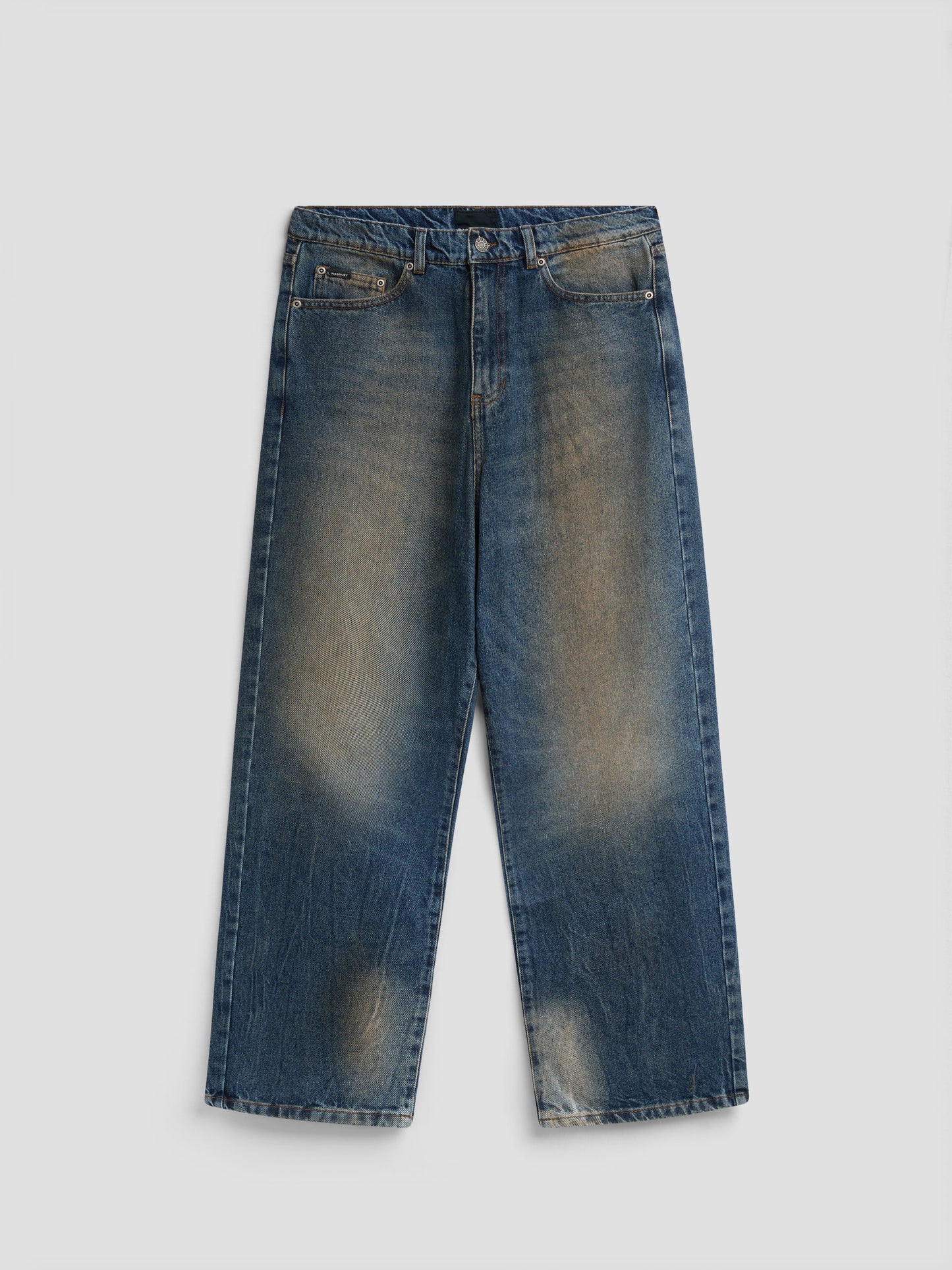 WASHED TAPERED DENIM PANTS