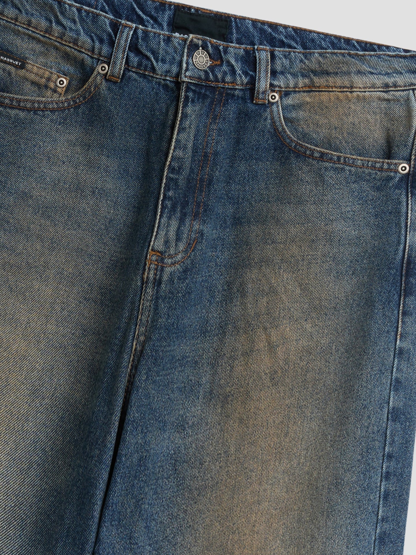 WASHED TAPERED DENIM PANTS