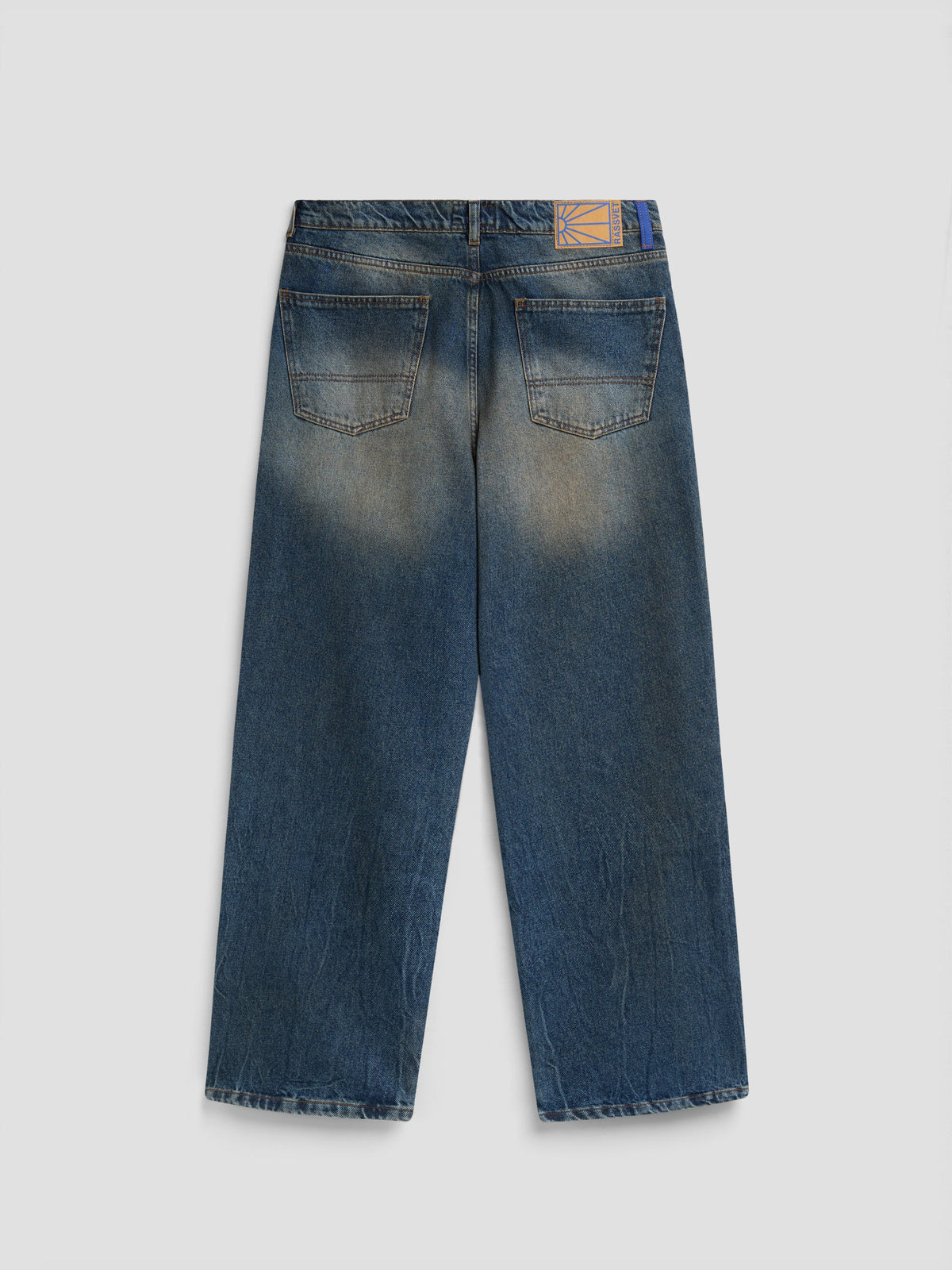 WASHED TAPERED DENIM PANTS