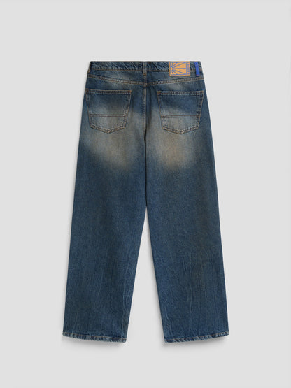WASHED TAPERED DENIM PANTS