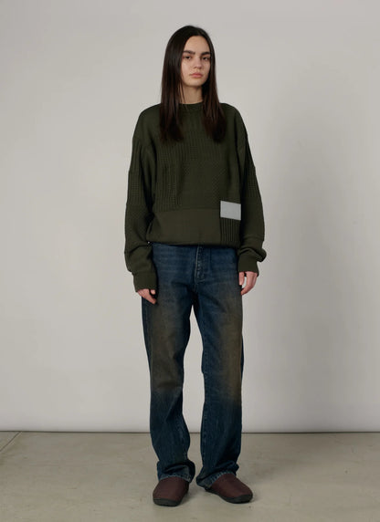 WASHED TAPERED DENIM PANTS