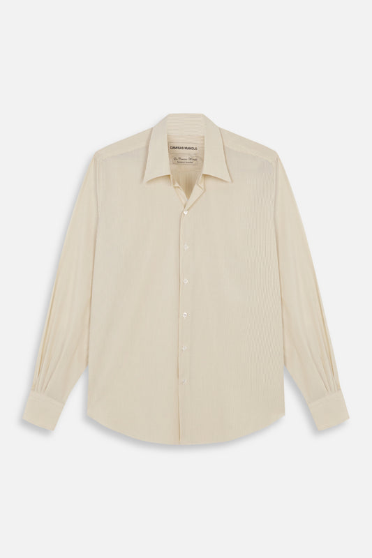 PALE YELLOW BLACK STRIPES NORMAL SHIRT